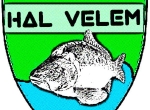 "Hal Velem" horgászblog logója, pajzs alakú emblémán ponttyal